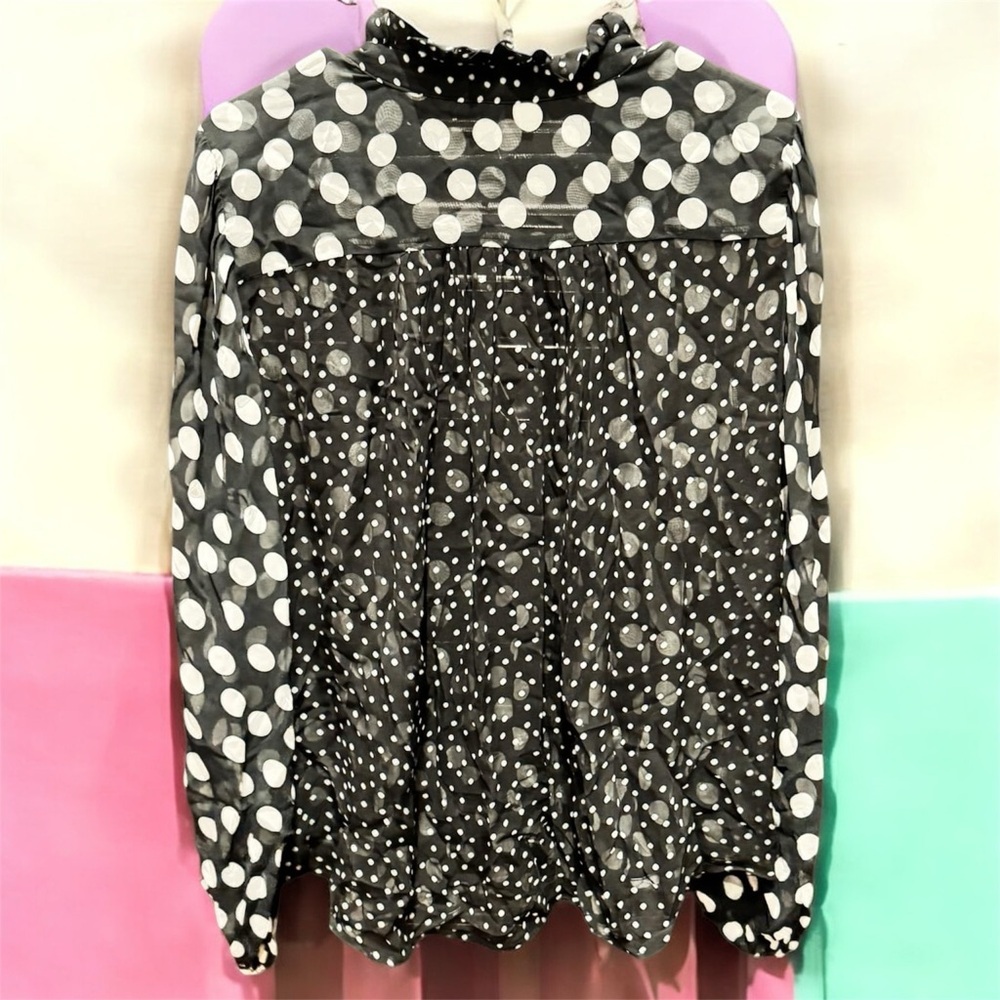 ANTHROPOLOGIE Polka Dot blouse XL length 27in pit to pit 25in - Picture 3 of 5